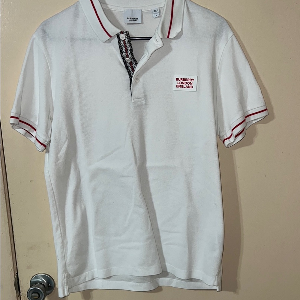 Burberry Men's White Polo Shirt Men’s Medium